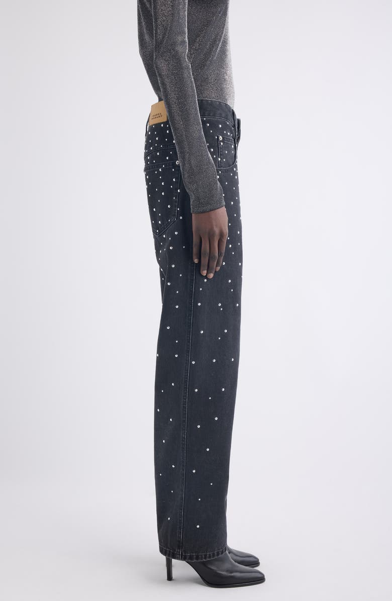 Isabel Marant Étoile Brinsa Stud Straight Leg Jeans, Alternate, color, Black