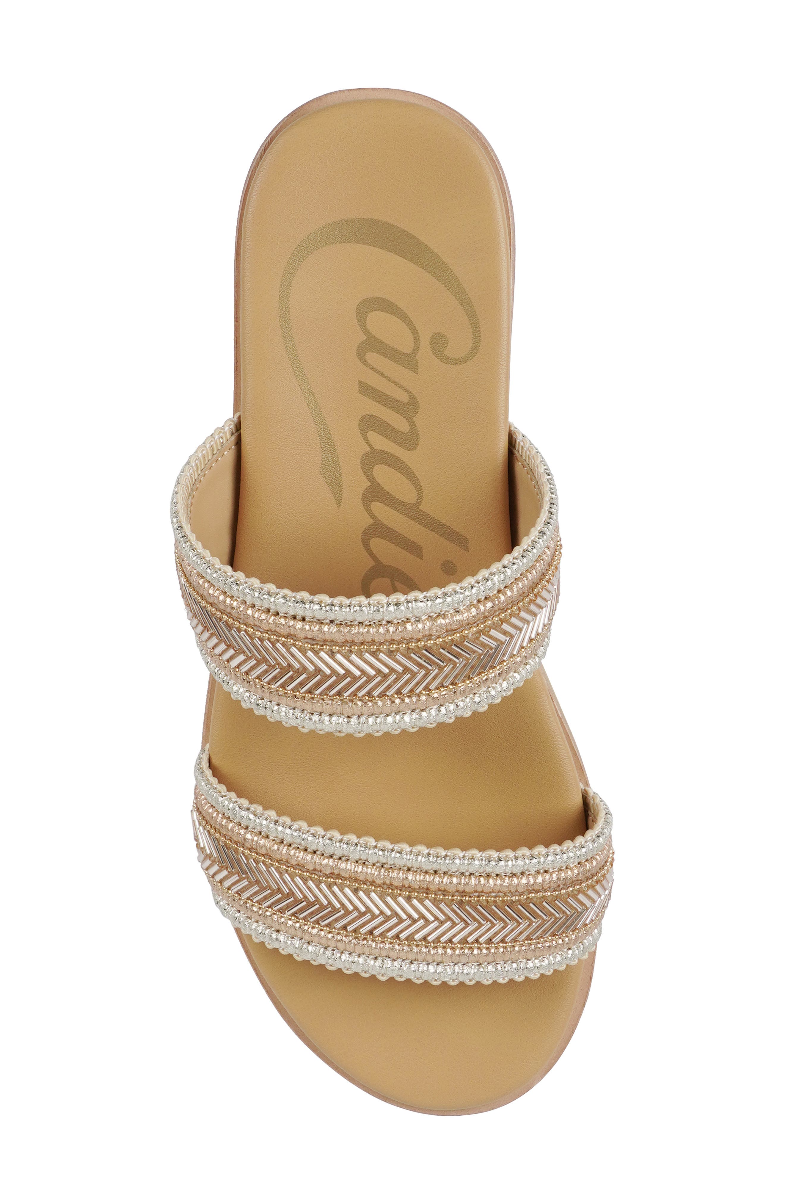 Two Strap Sandal, Alternate, color, LIGHT BROWN FABRIC