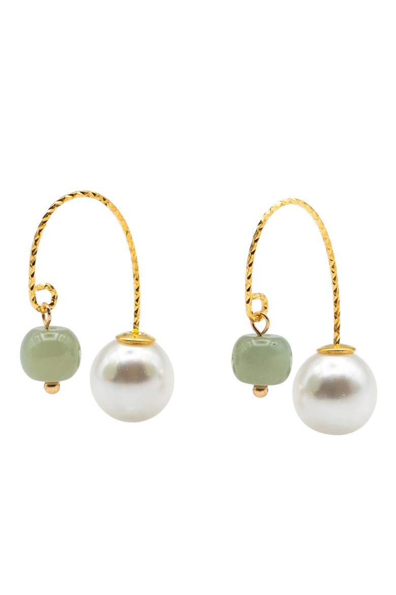 Ana Pearl jade thread earrings, Main, color, Light green