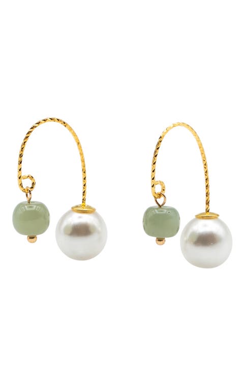 Ana Pearl jade thread earrings
