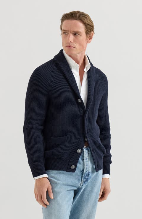 Malfilé cotton English rib cardigan with raglan sleeves