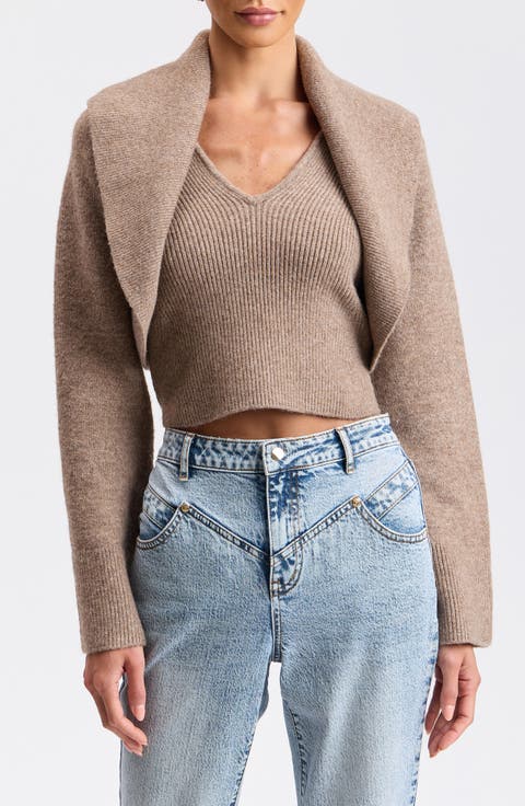 Shawl Collar Shrug & Knit Tank Set