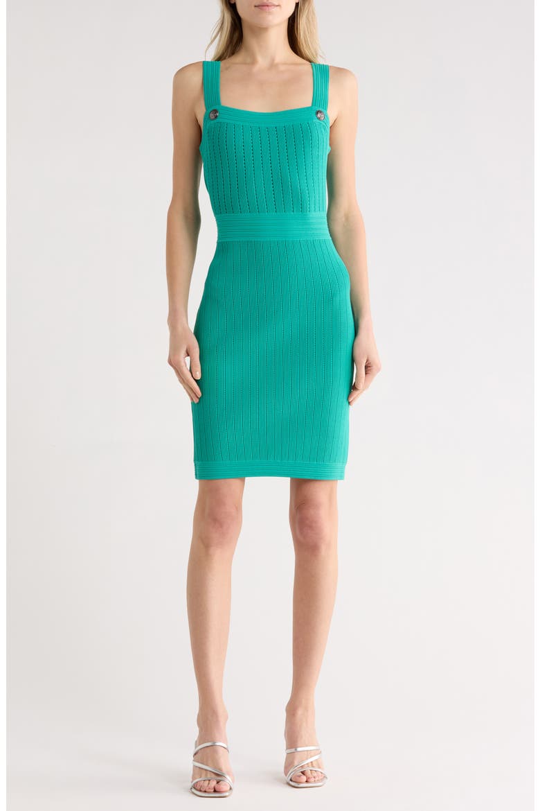 Rehannin Pointelle Knit Minidress, Main, color, LAGOON/ ANT NICKEL