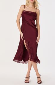 ASTR the Label Mauresa Lace Trim Satin Slipdress
