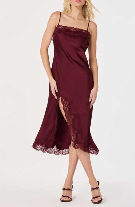 Mauresa Lace Trim Satin Slipdress