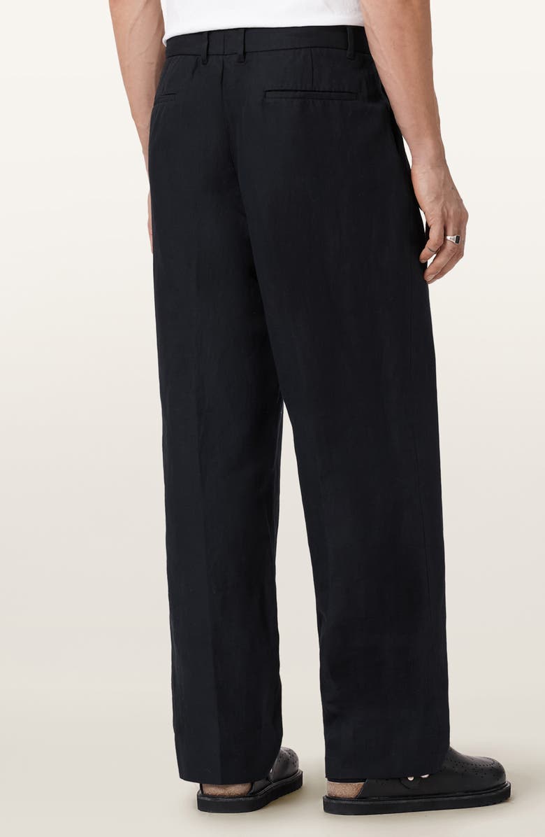 AllSaints Roland Pleated Cotton & Linen Dress Pants, Alternate, color, Faded Black