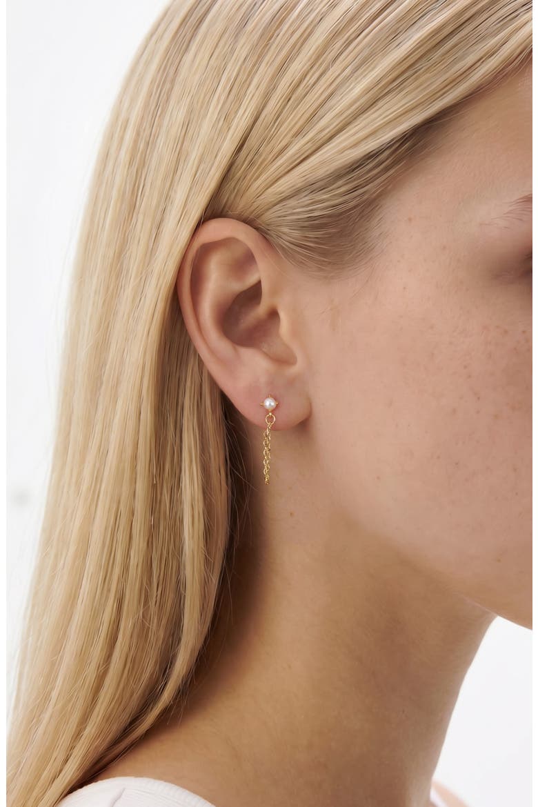 Freshwater Pearl Front/Back Earrings, Alternate, color, GOLD/ WHITE