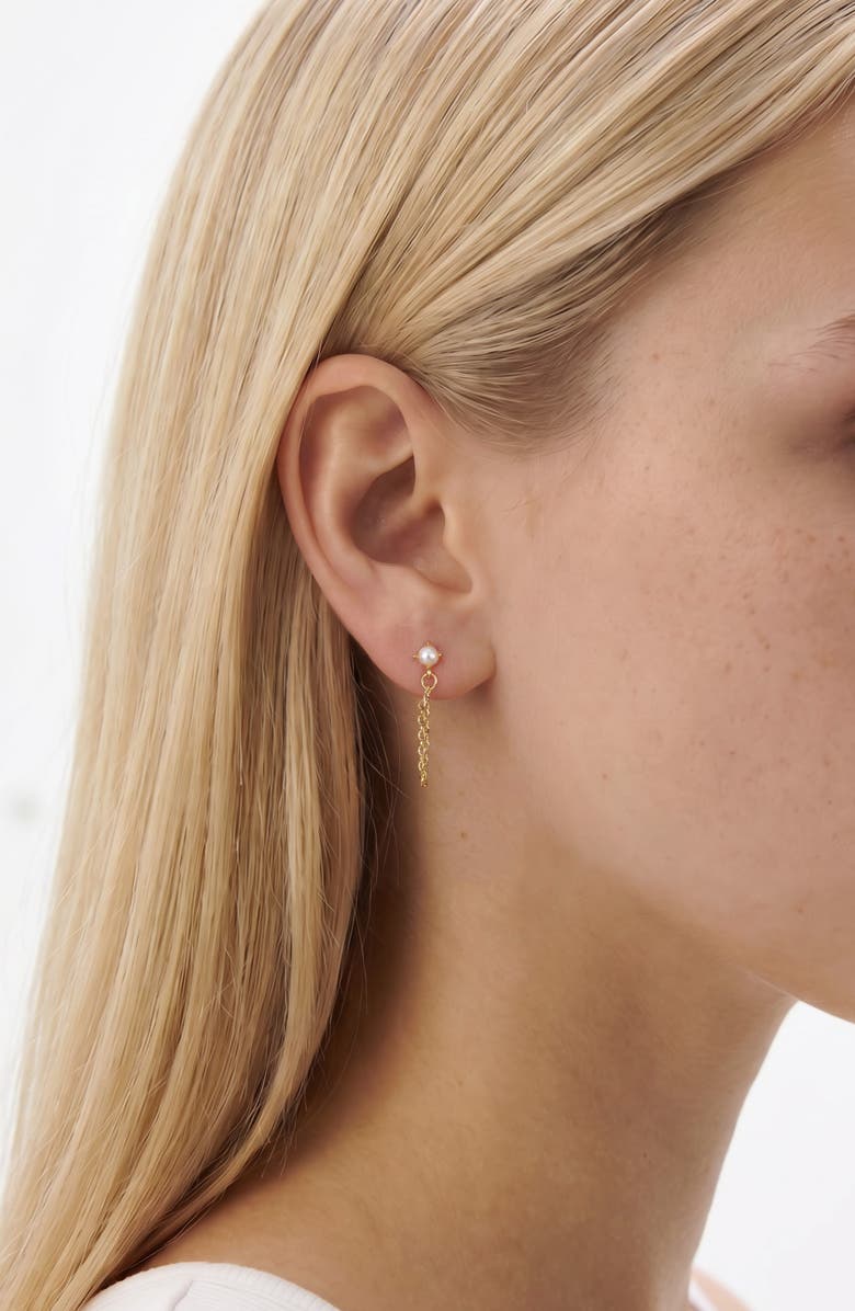 st. Moran Freshwater Pearl Front/Back Earrings, Alternate, color, Gold/ White