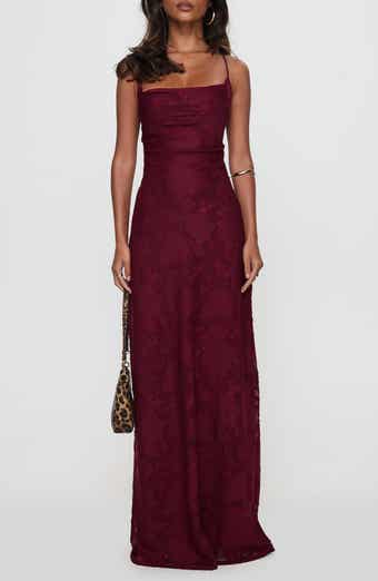 Celena Burgundy Burnout Maxi Dress