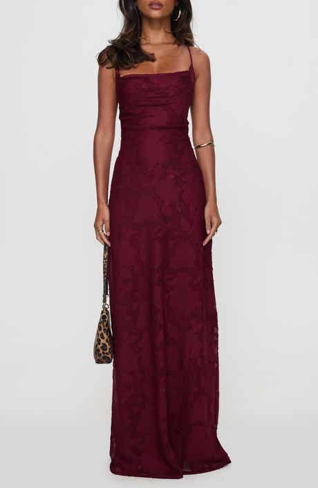 Celena Burgundy Burnout Maxi Dress