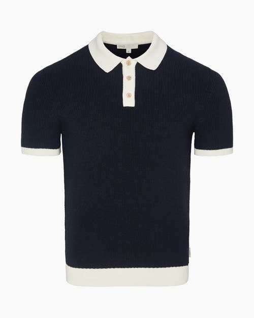 Onia Cotton Linen Knit Polo In Blue