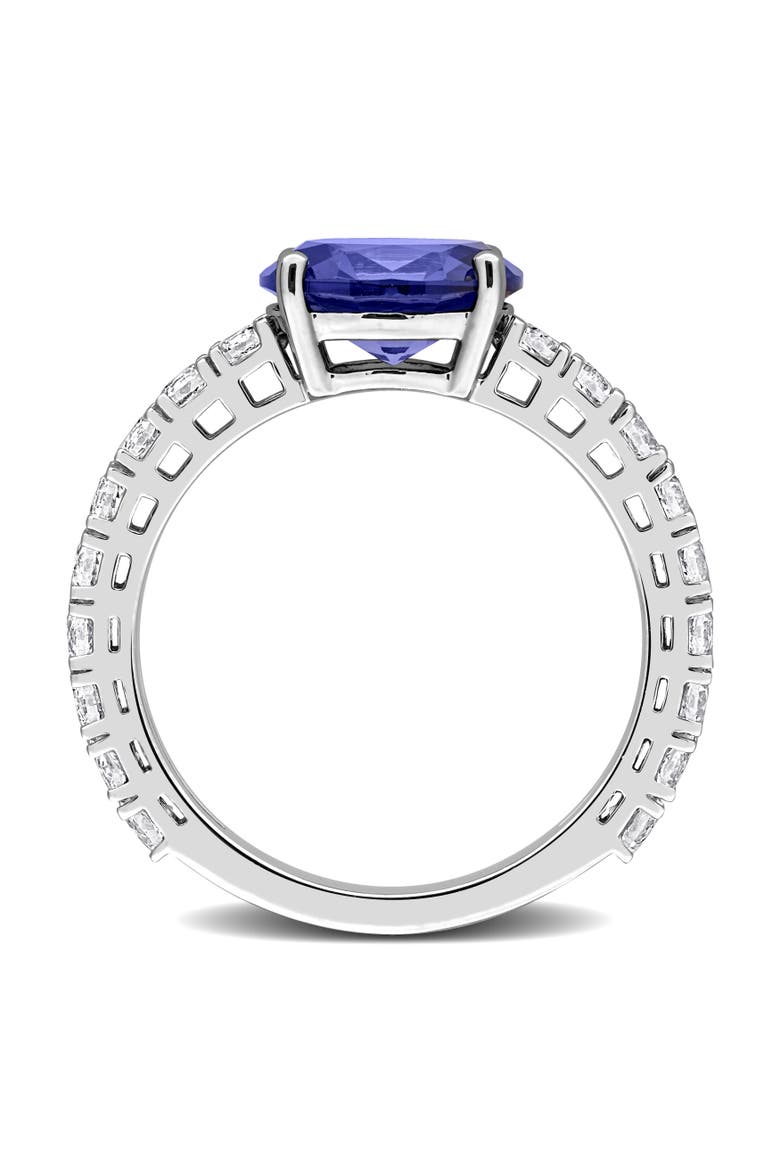 Lab-Created Blue & White Sapphire Oval Ring, Alternate, color, Created Sapphire