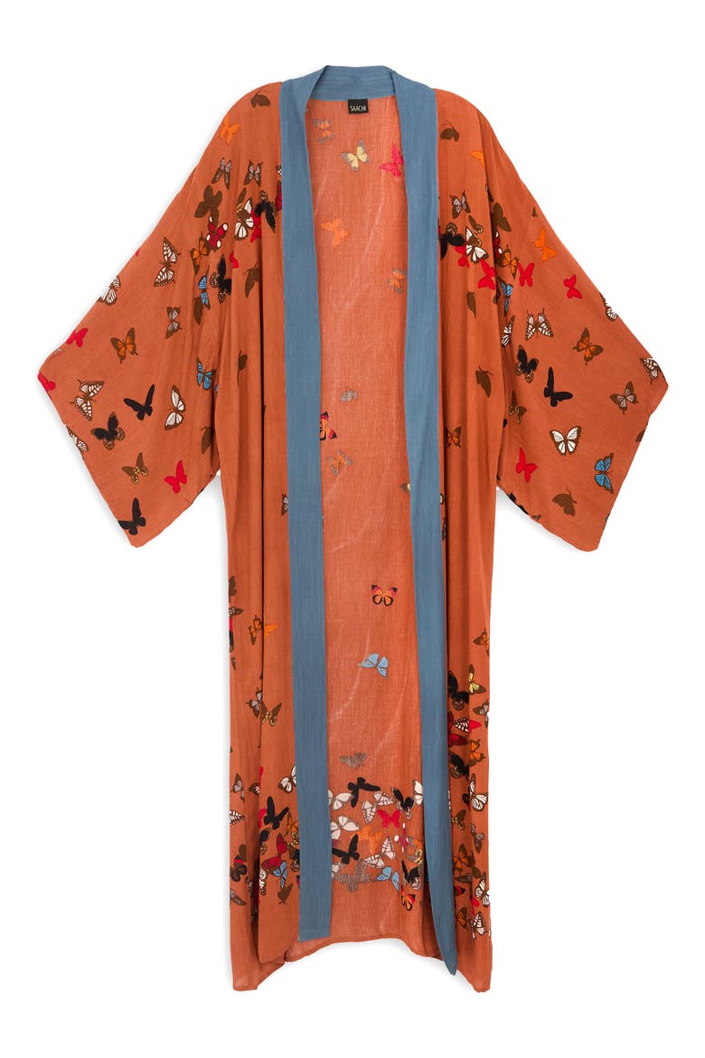 Butterfly Longline Duster, Alternate, color, RUST BROWN