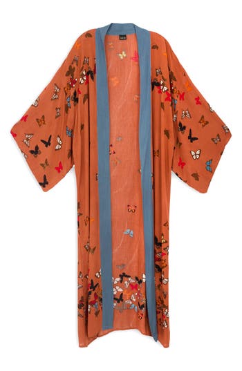 Saachi Butterfly Longline Duster In Brown