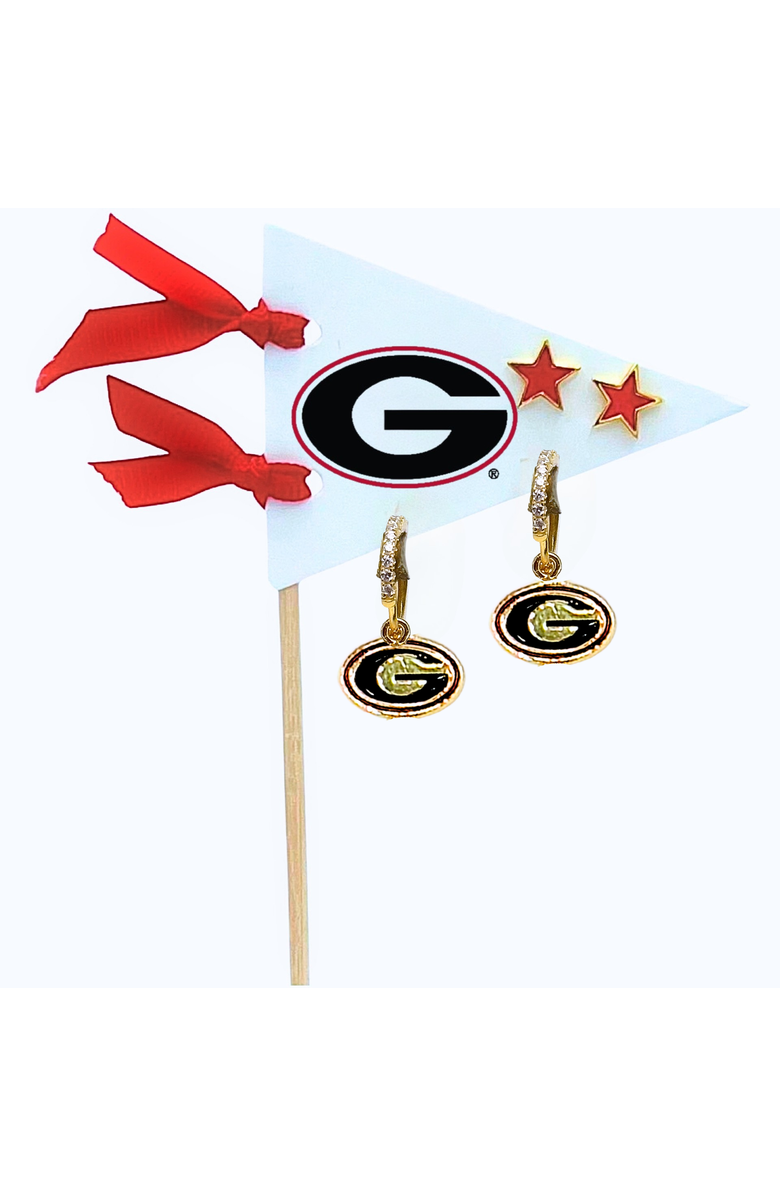 Color Shout University Of Georgia Pennant Pair Earring Set, Main, color, Yellow Gold