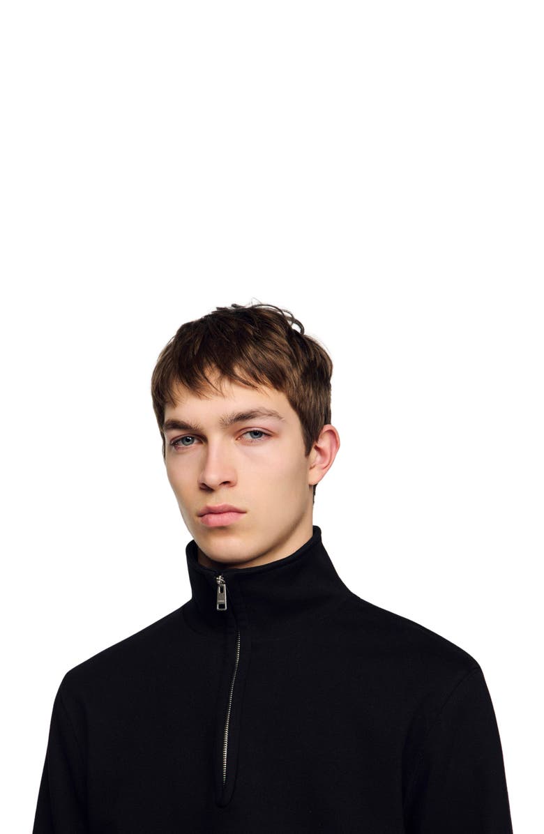 SANDRO Cotton sweatshirt, Alternate, color, Black