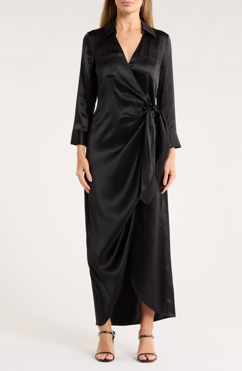 Kadi Long Silk Wrap Dress