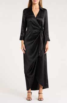 L'AGENCE Kadi Long Silk Wrap Dress