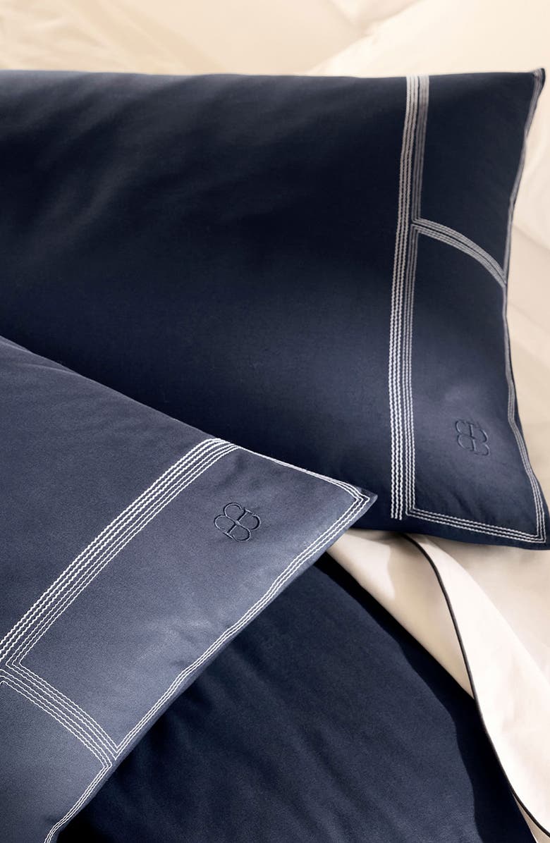 Boll & Branch Sail Organic Cotton Percale Duvet Cover & Shams Set, Alternate, color, Coastal Navy/ White