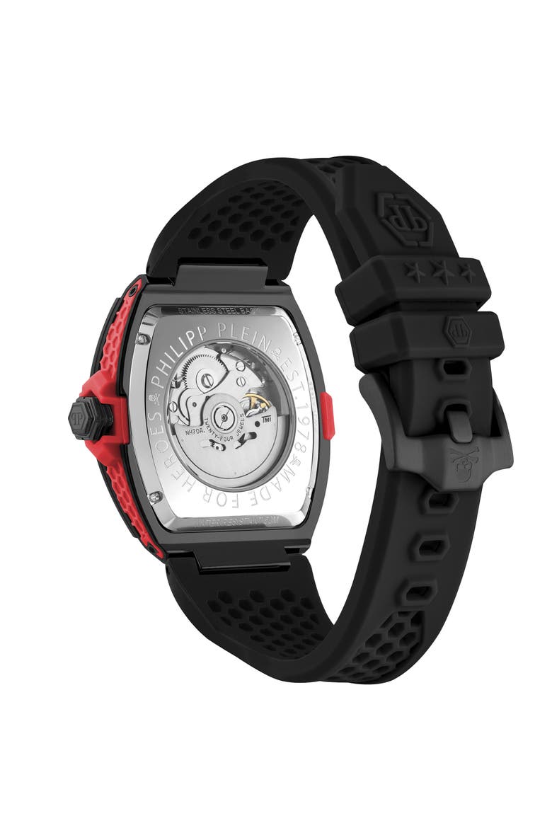 $keleton 2.0 Automatic Silicone Strap Watch Men, Alternate, color, black/red