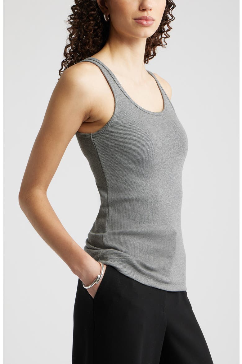 Rib Scoop Neck Cotton Tank, Alternate, color, GREY DARK HEATHER