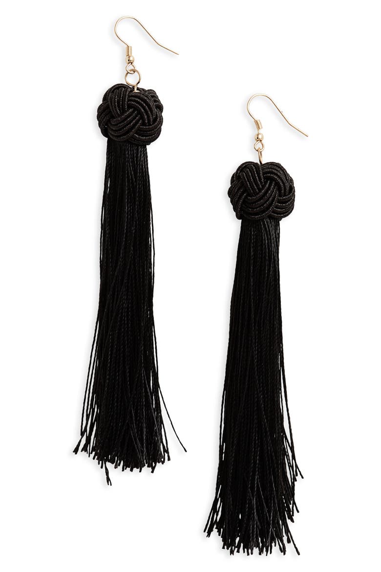Tassel Earrings, Main, color, BLACK/ GOLD