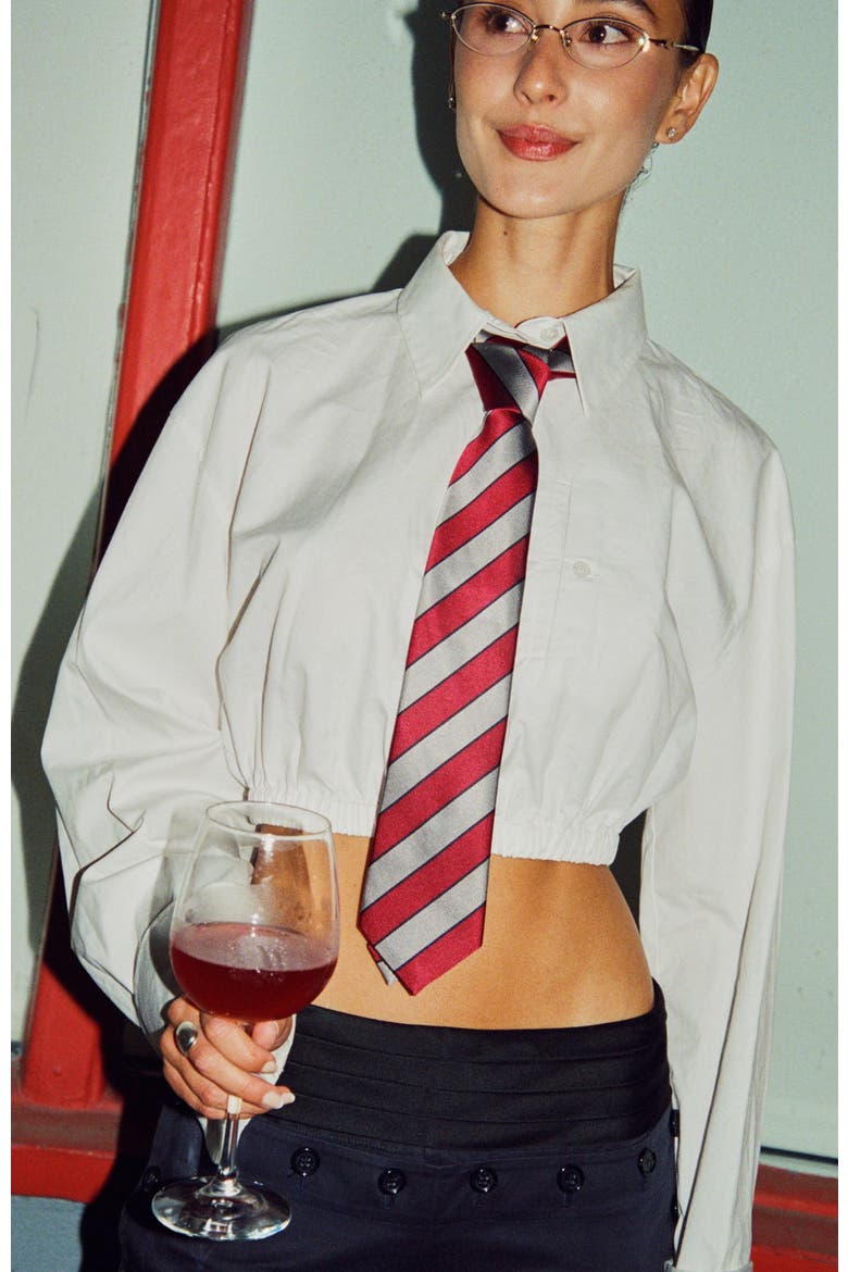 Striped Silk Tie, Alternate, color, Red Stripe