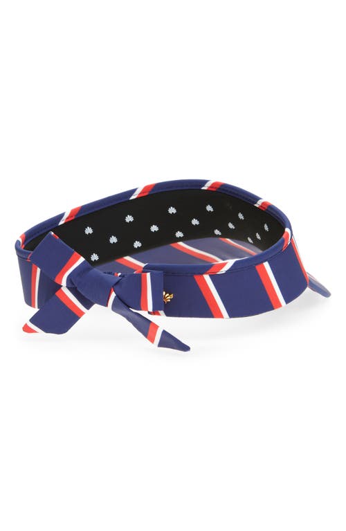 Lele Sadoughi Stripe Bow Tie Visor In Blue