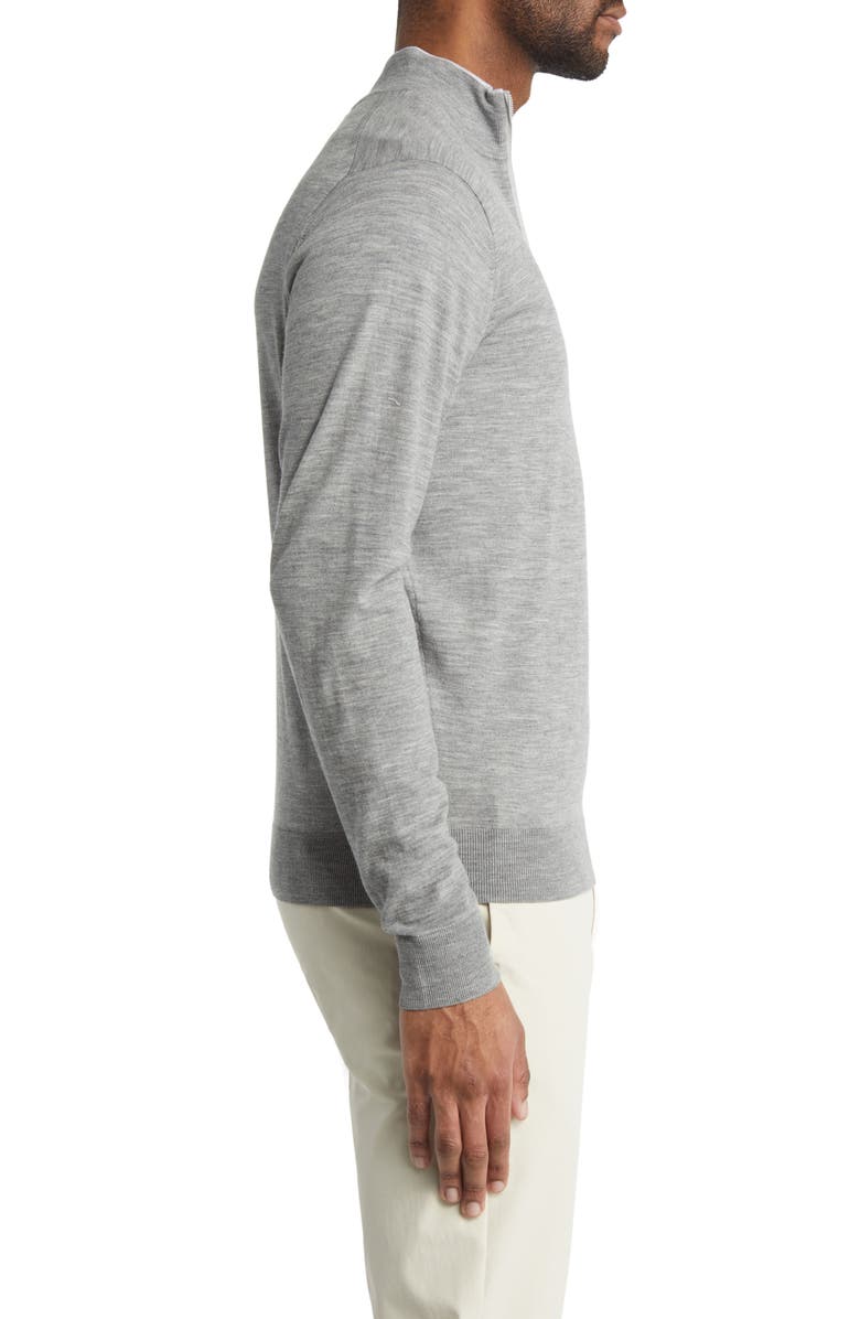 Peter Millar Crown Crafted Excursionist Flex Quarter Zip Merino Wool Blend Pullover, Alternate, color, Gale Grey