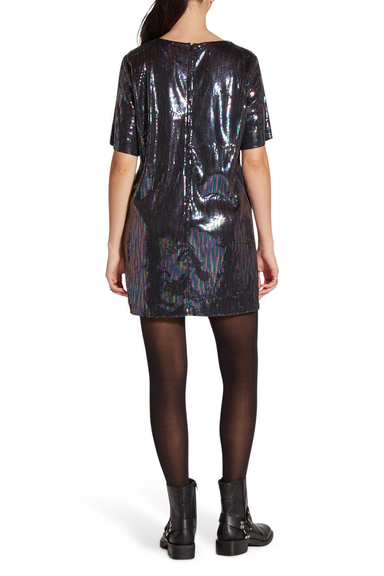 Short Sleeve Sequin T-Shirt Dress, Alternate, color, BLACK