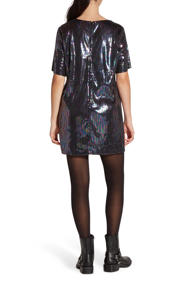 WISHLIST Short Sleeve Sequin T-Shirt Dress, Alternate, color, Black