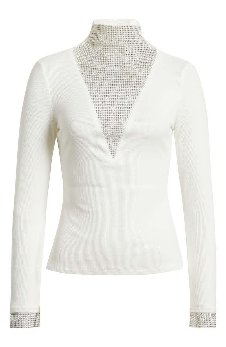NIKKI LUND Gillian Rhinestone Rib Top, Alternate, color, White