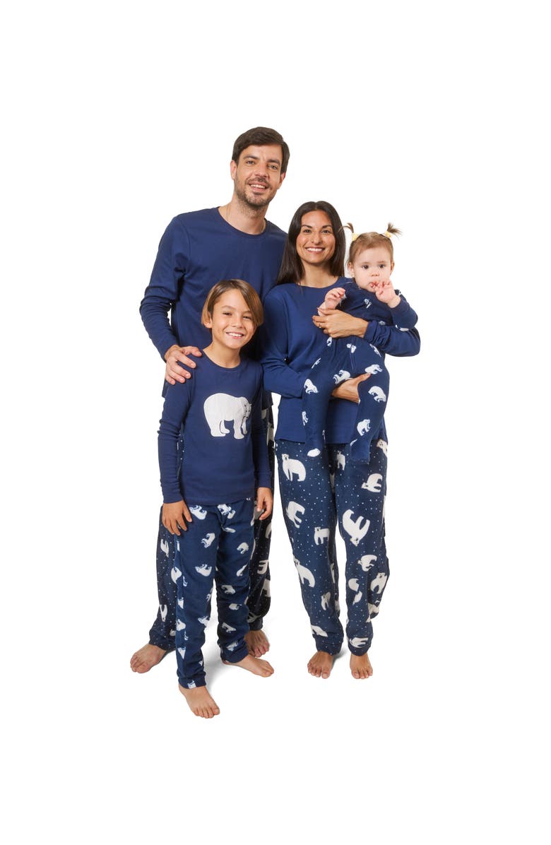 Leveret Kids Footed Fleece Printed Matching Family Holiday Pajamas, Alternate, color, Polar Bear
