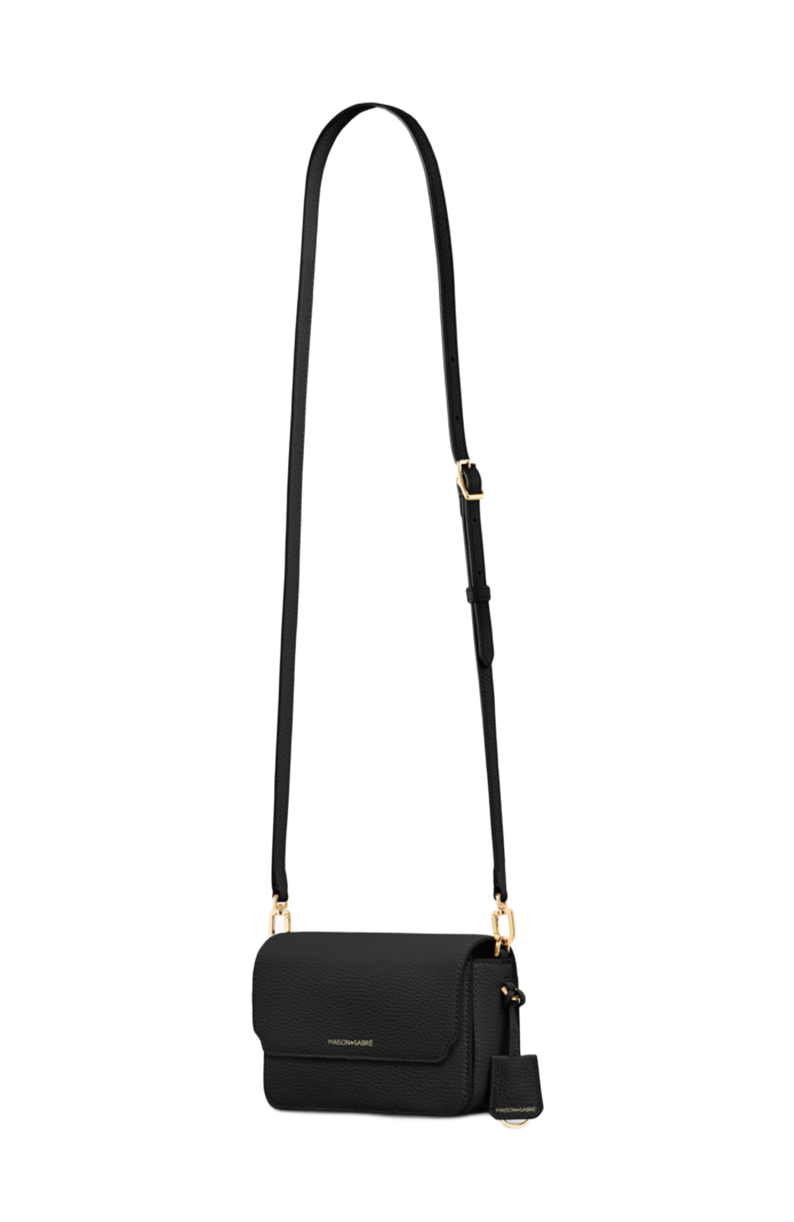 MAISON de SABRÉ Mini Leather Flap Bag, Alternate, color, Black Caviar