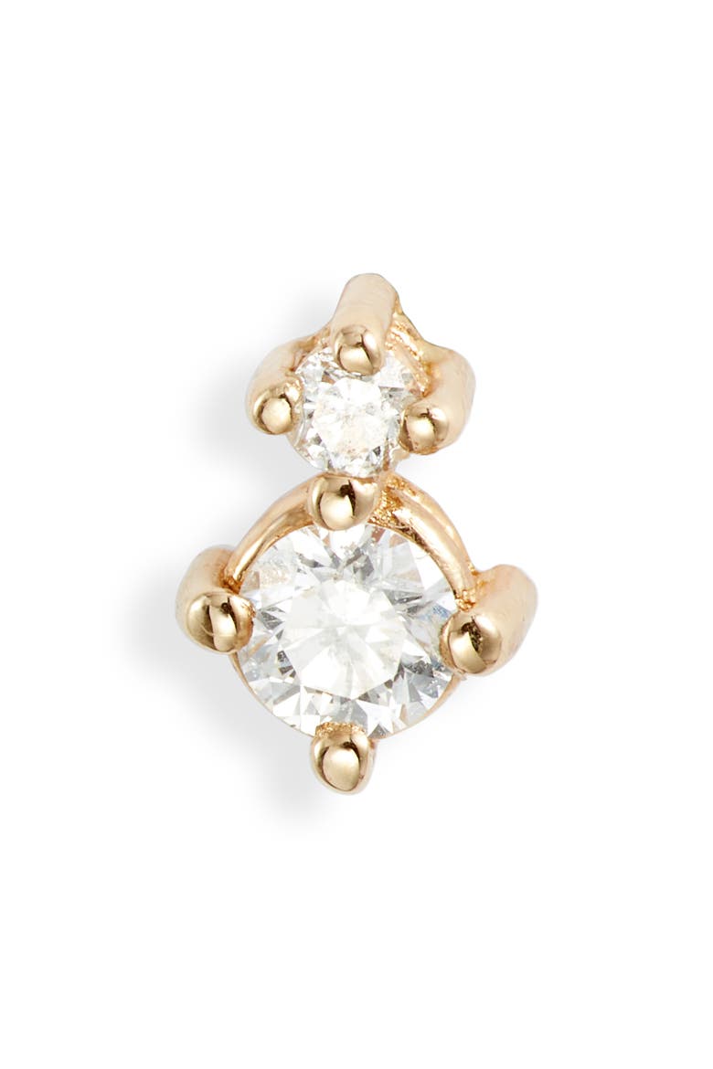 Diamond Duo Stud Earring, Main, color, YELLOW GOLD/ DIAMOND