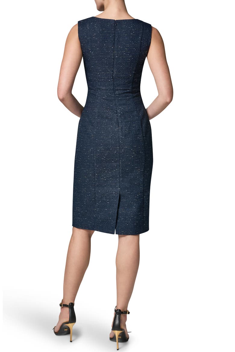 Slub Tweed Sheath Dress, Alternate, color, NGHTFALL/ GOLD