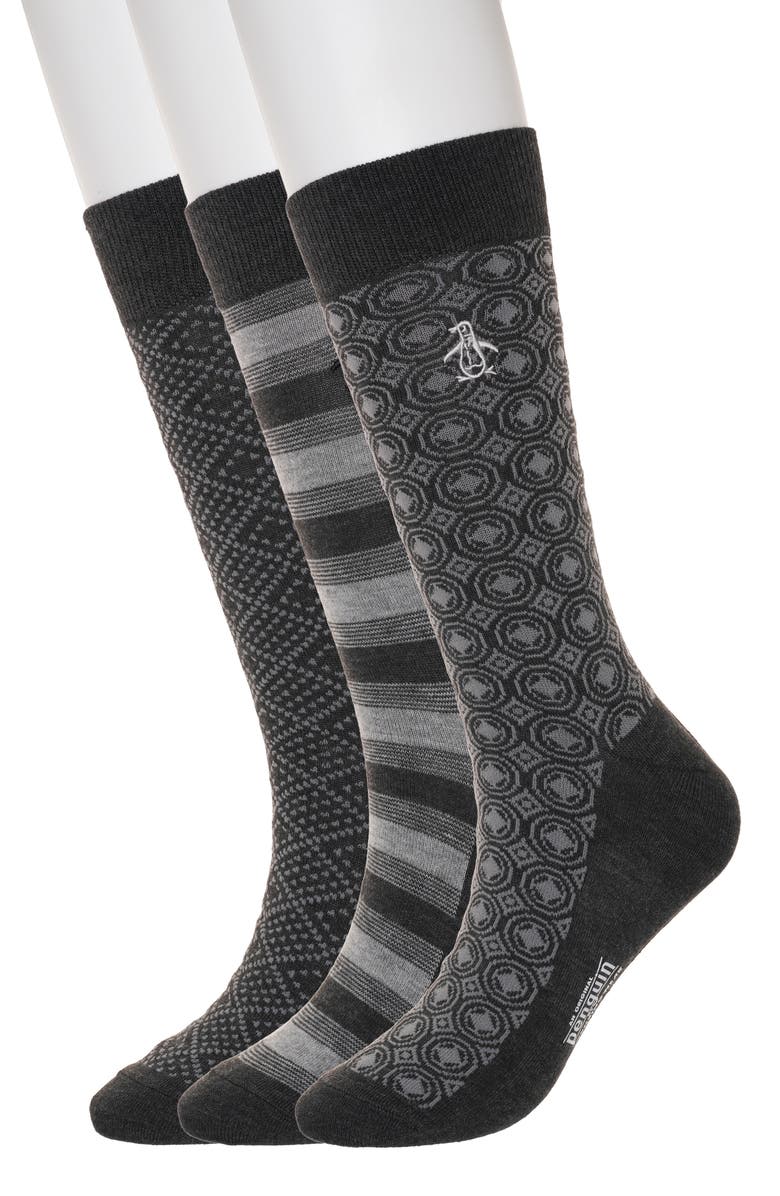 Original Penguin Medallion 3-Pack Crew Socks, Main, color, Black