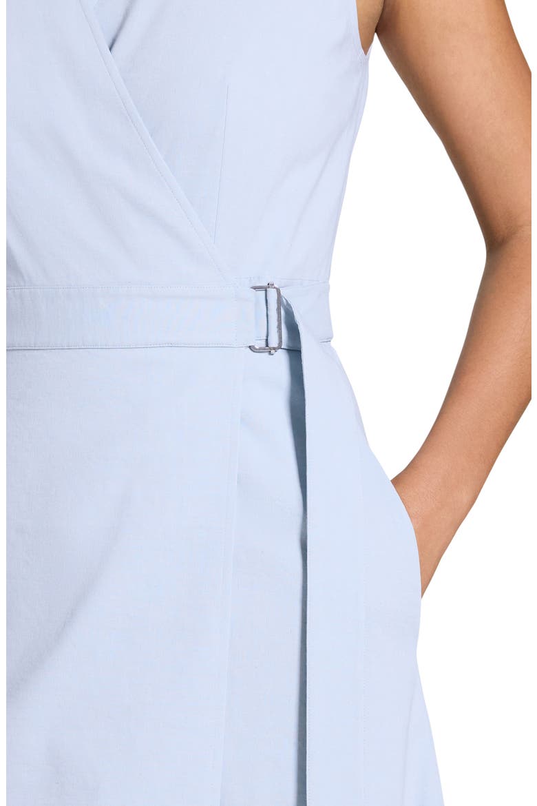 Sleeveless Linen Blend Wrap Dress, Alternate, color, PEARL BLUE