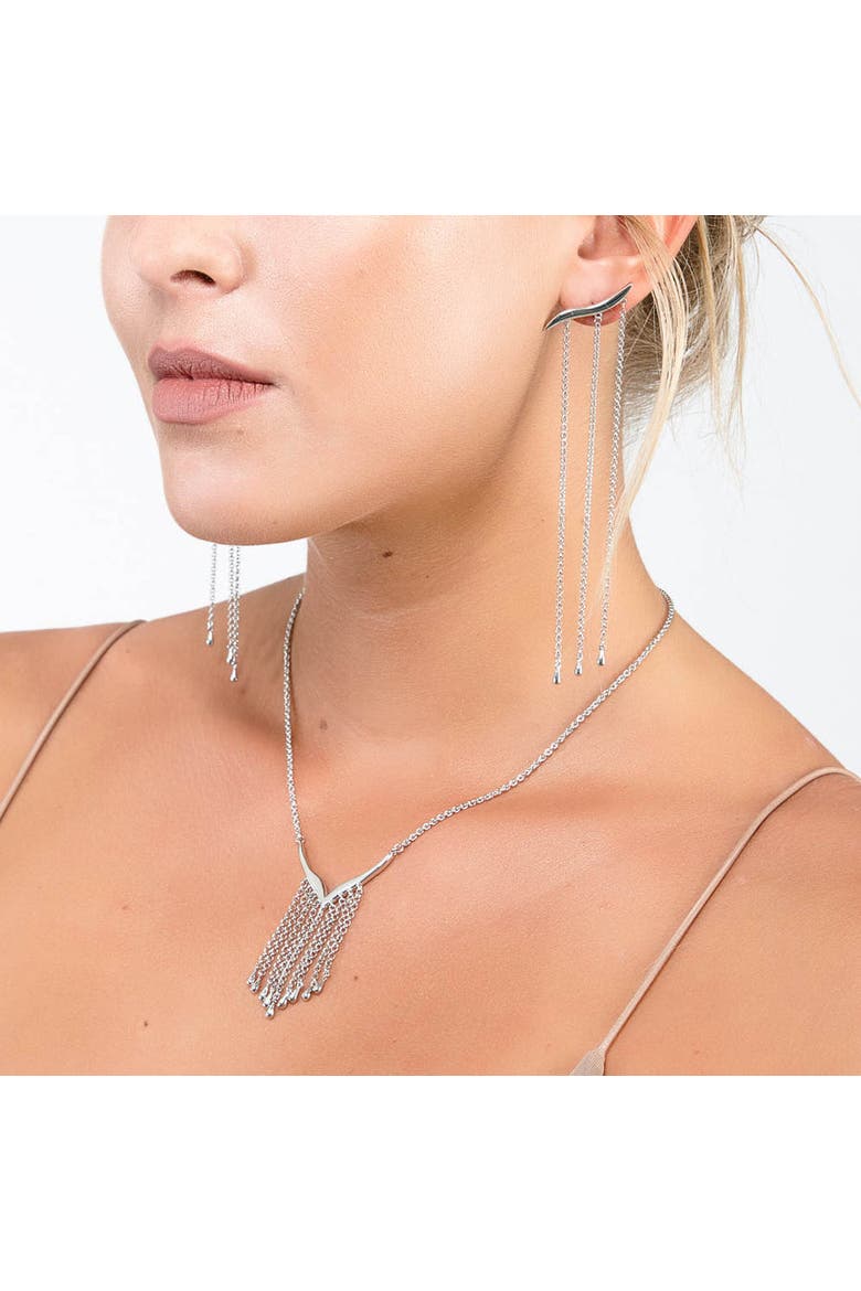 Waterfall V Necklace, Alternate, color, Sterling Silver