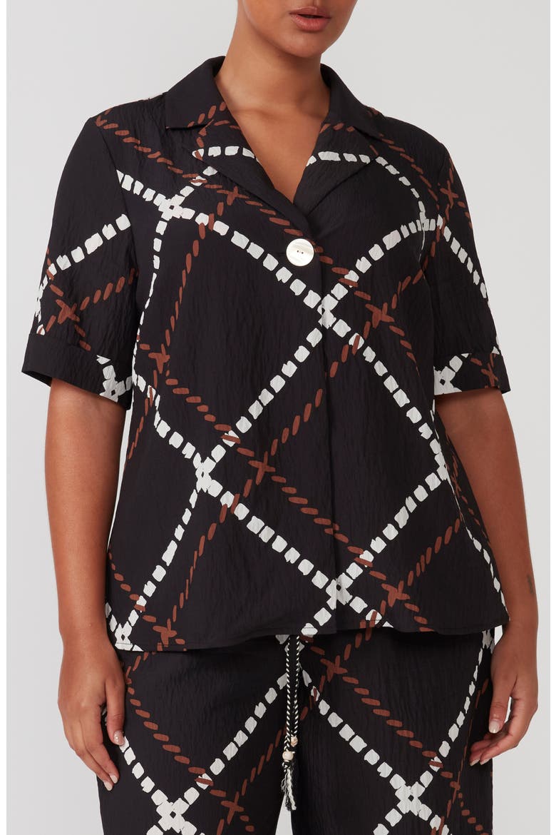 Marine Short Sleeve Button-Up Shirt, Main, color, PRINT