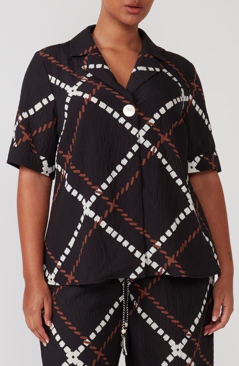 Marine Short Sleeve Button-Up Shirt (Plus)