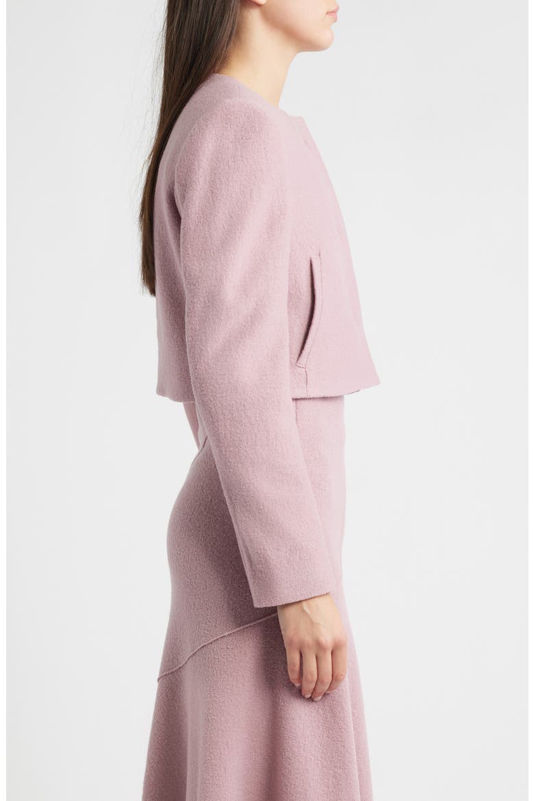 Jicena Mixed Media Virgin Wool Crop Jacket, Alternate, color, ROSE HAZE