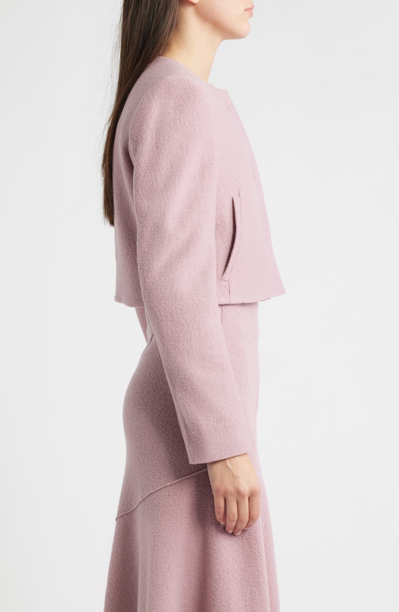 BOSS Jicena Mixed Media Virgin Wool Crop Jacket, Alternate, color, Rose Haze