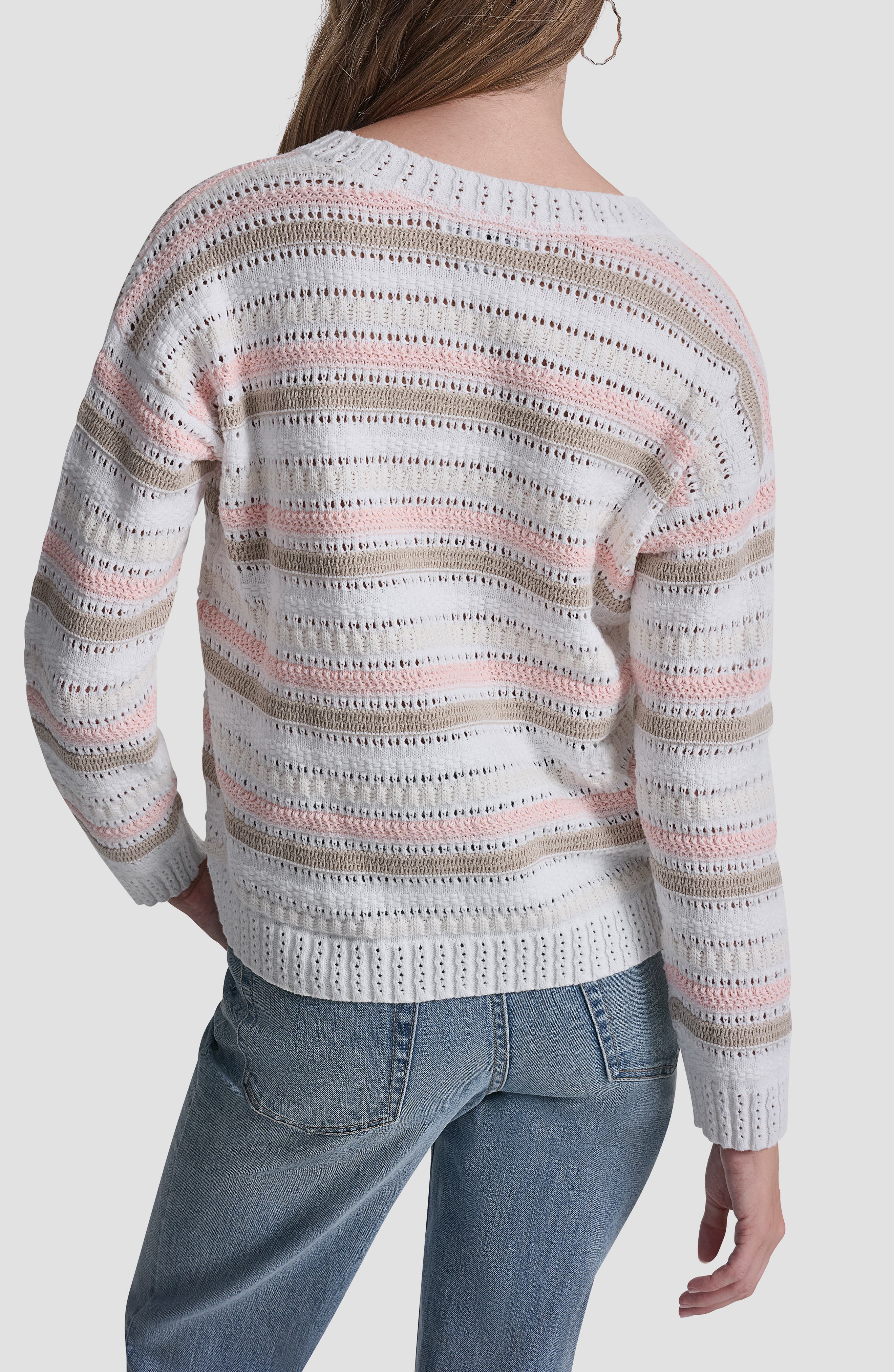 Stripe Cotton Pointelle Sweater - image 4