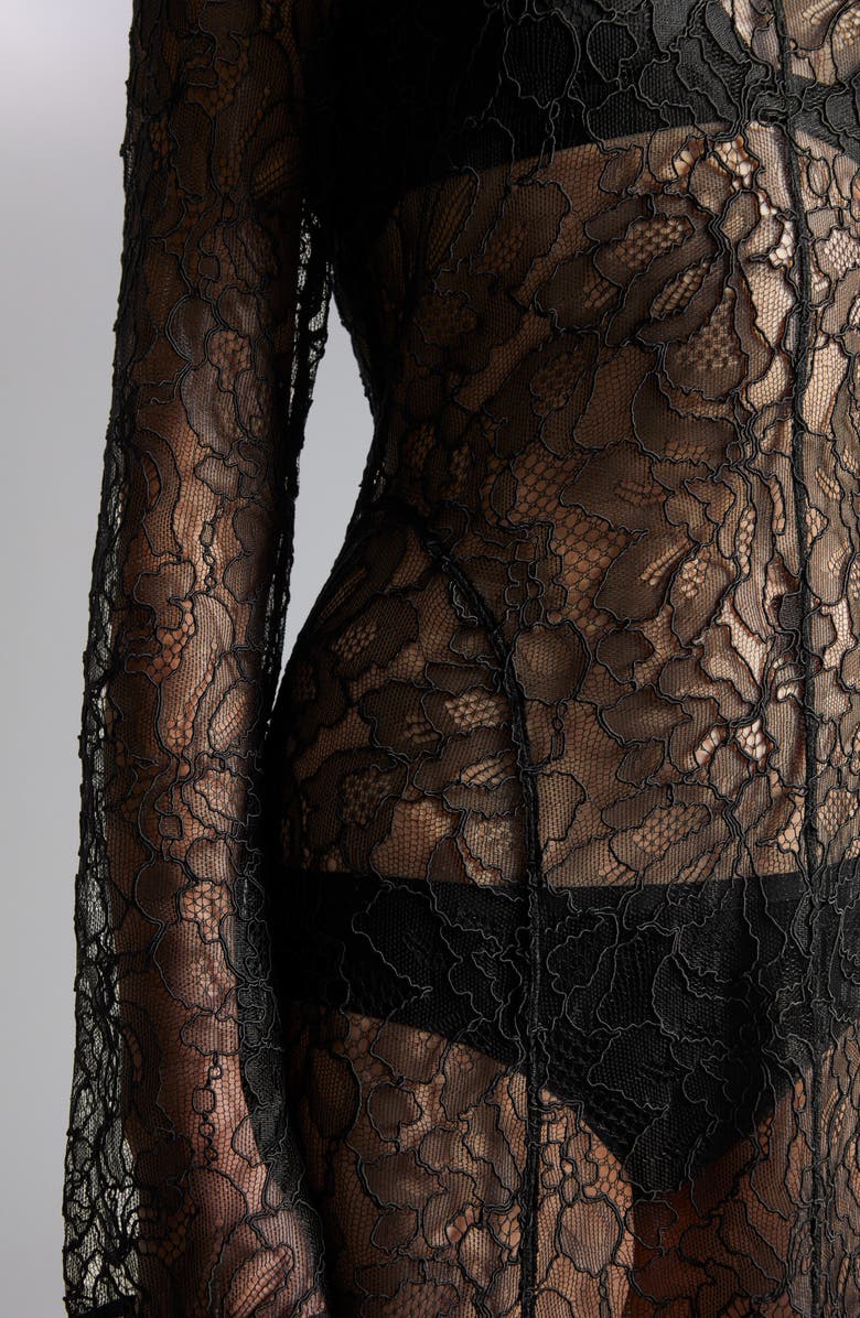 & Other Stories Sheer Long Sleeve Lace Midi Dress, Alternate, color,