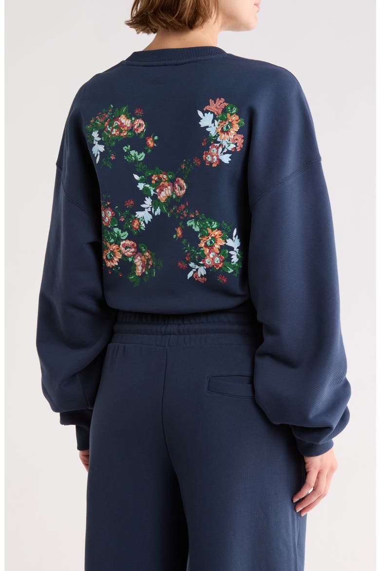Crop Crewneck Graphic Sweatshirt, Alternate, color, MOOD INDIGO