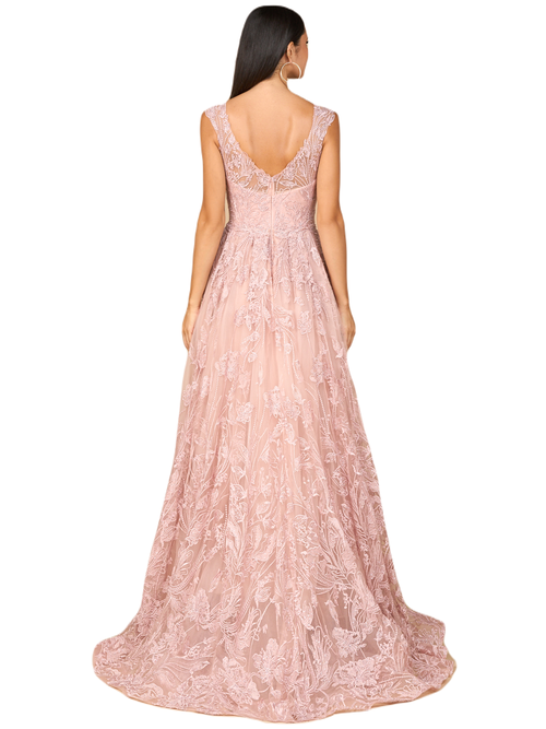 Lara New York Overskirt Lace Fitted V In Blush