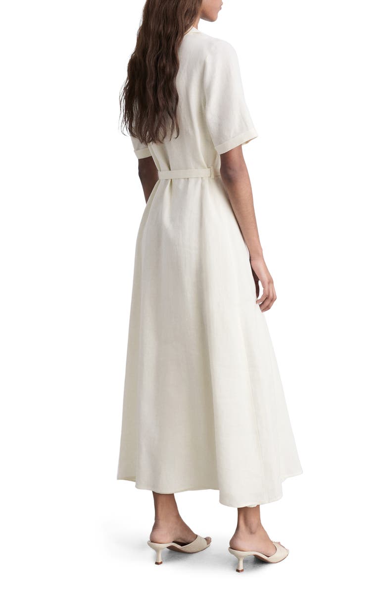 MANGO Belted Linen Dress, Alternate, color, 