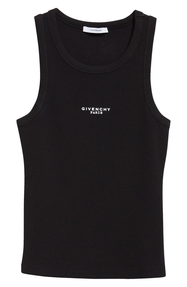 Givenchy Embroidered Logo Stretch Cotton Rib Tank, Alternate, color, Black