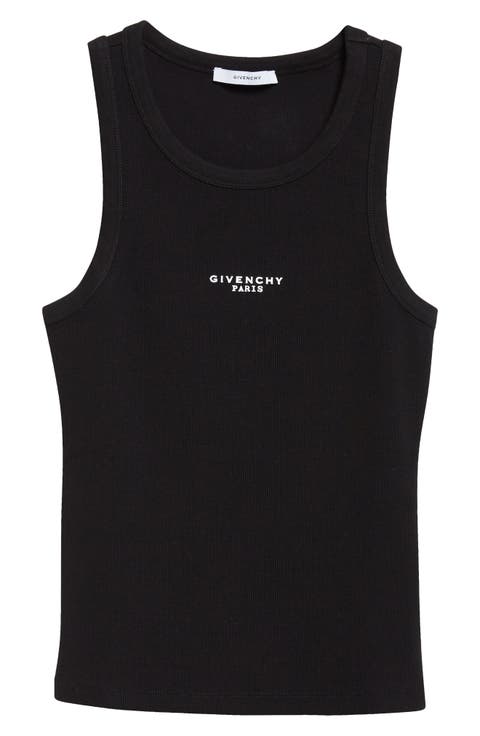 Embroidered Logo Stretch Cotton Rib Tank